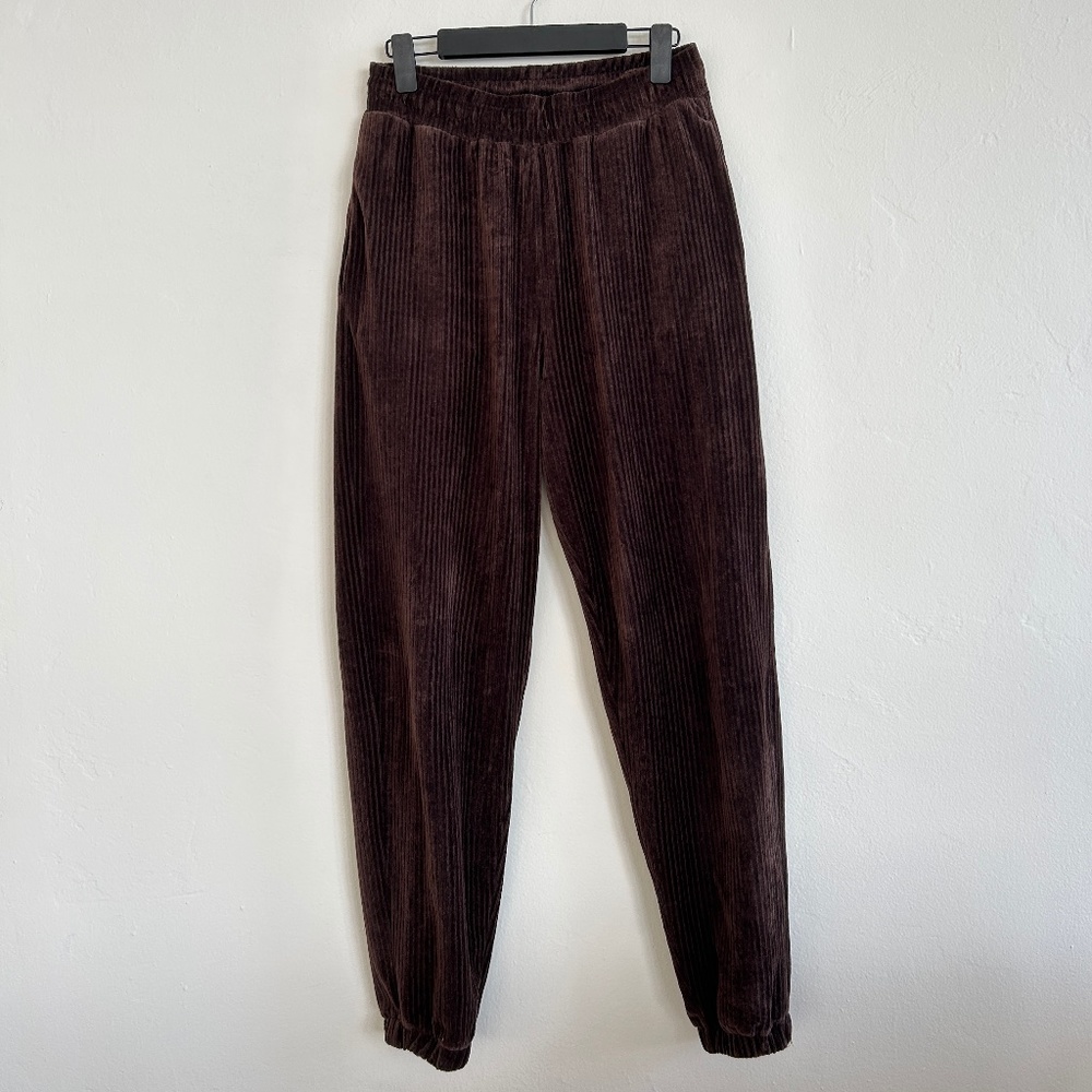 ASOS Design Oversized Joggers in Brown with Ribbed Velour Corduroy